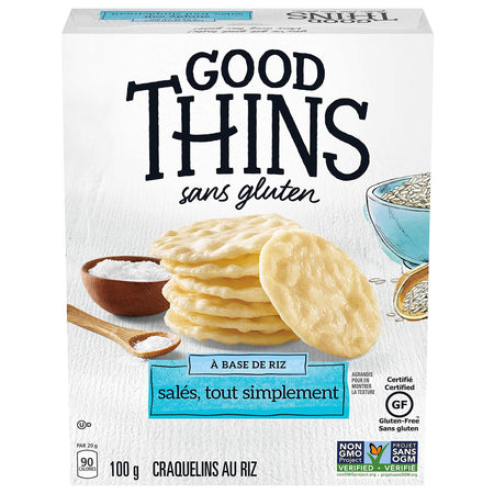 Good Thins Rice Thins Simply Salt Saltines, 100g/3.5oz, (Imported from Canada)