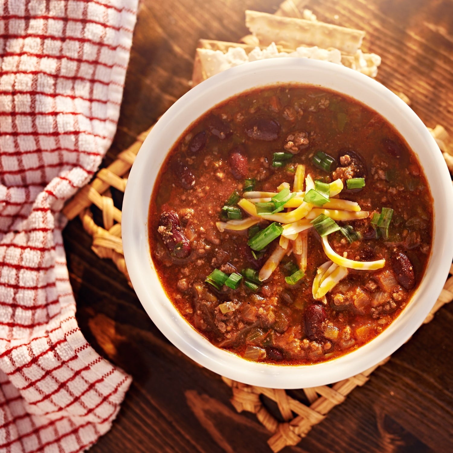 Sprague Cannery Plant-Based Triple Bean Bean Chili, Ready to Eat, 425g/15 oz., Can, triple bean chili in a bowl.