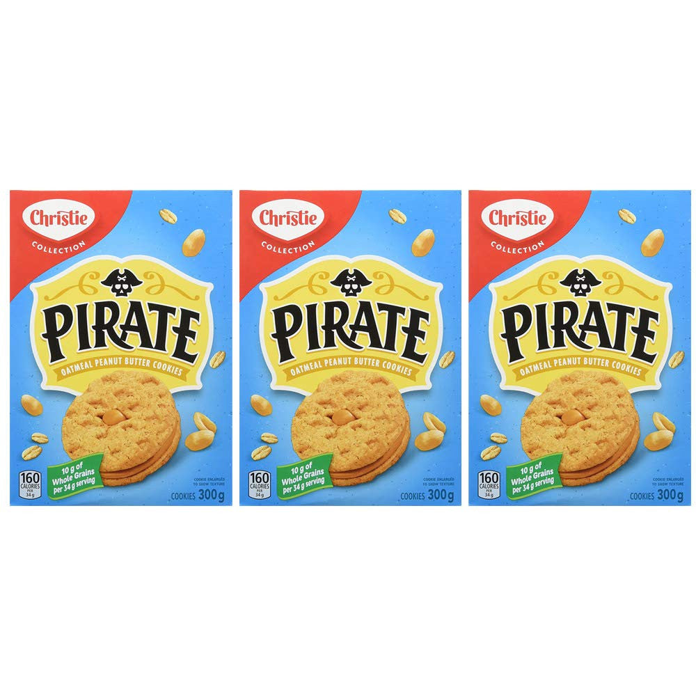 Christie Pirate Oatmeal Peanut Butter Cookies, 300g/10.6oz, 3-Pack {Imported from Canada}