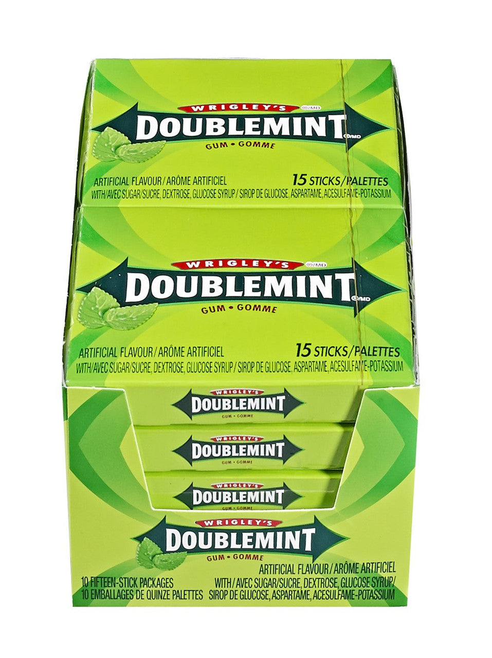 Wrigley's Doublemint Gum, 10ct/15 Sticks per pack, {Imported from Canada}