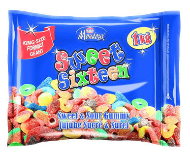 Mondoux Sweet Sixteen Sweet and Sour Gummy Candies, 1kg/35.3 oz., {Imported from Canada}