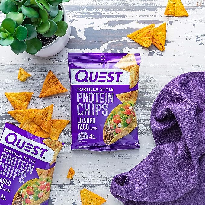 Quest Tortilla Style Protein Chips, Loaded Taco Flavor, 32g/1.1 oz. Bag {Imported from Canada}