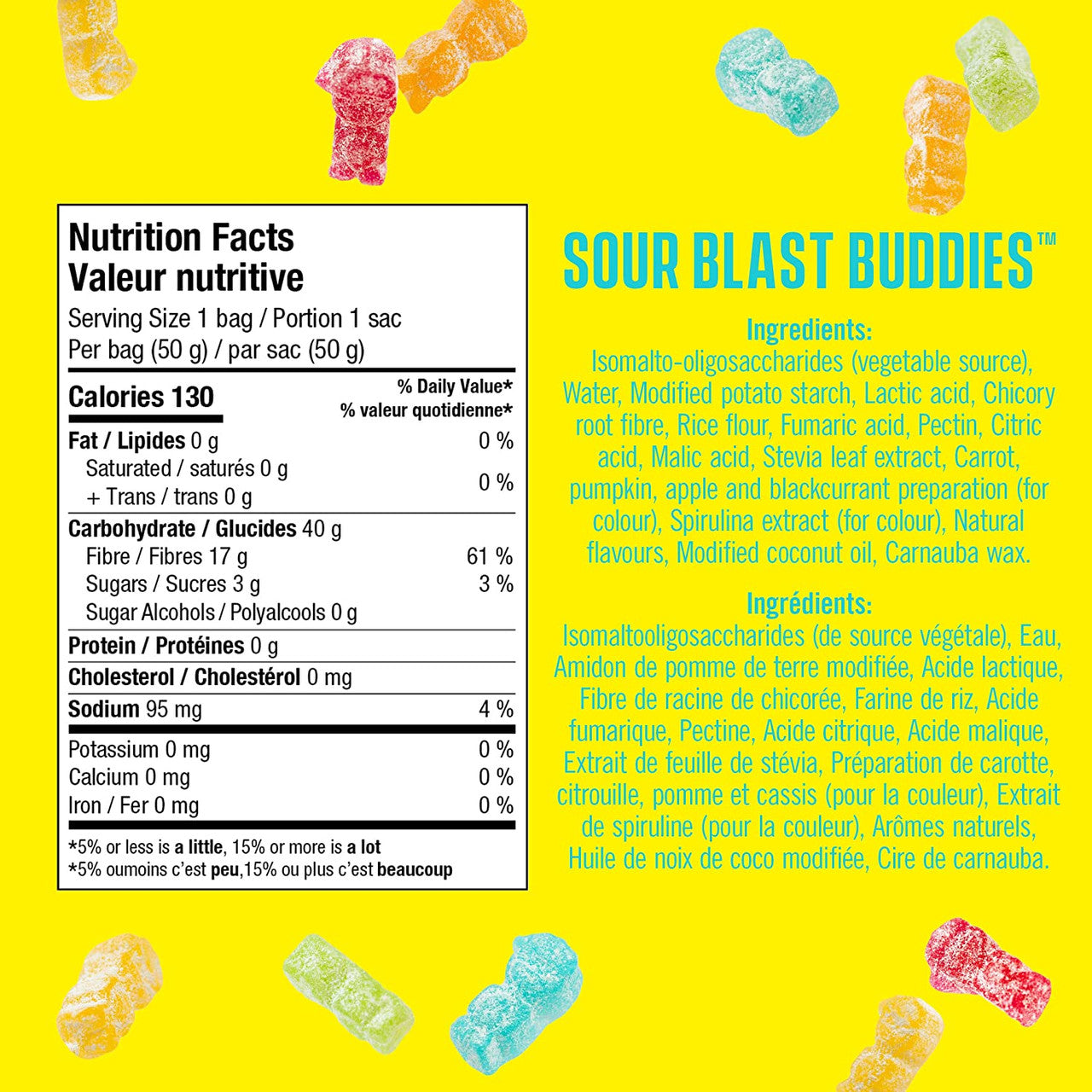 Smart Sweets Sour Blast Buddies, 50g/1.75 oz. Bag {Imported from Canada}