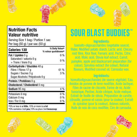 Smart Sweets Sour Blast Buddies, 50g/1.75 oz. Bag {Imported from Canada}