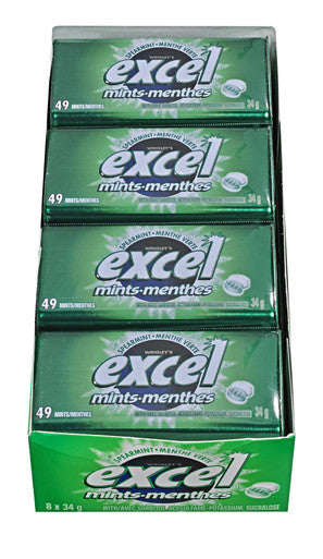 Excel Sugar Free Spearmint Mints, 34g Tin, 8 Count {Imported from Canada}