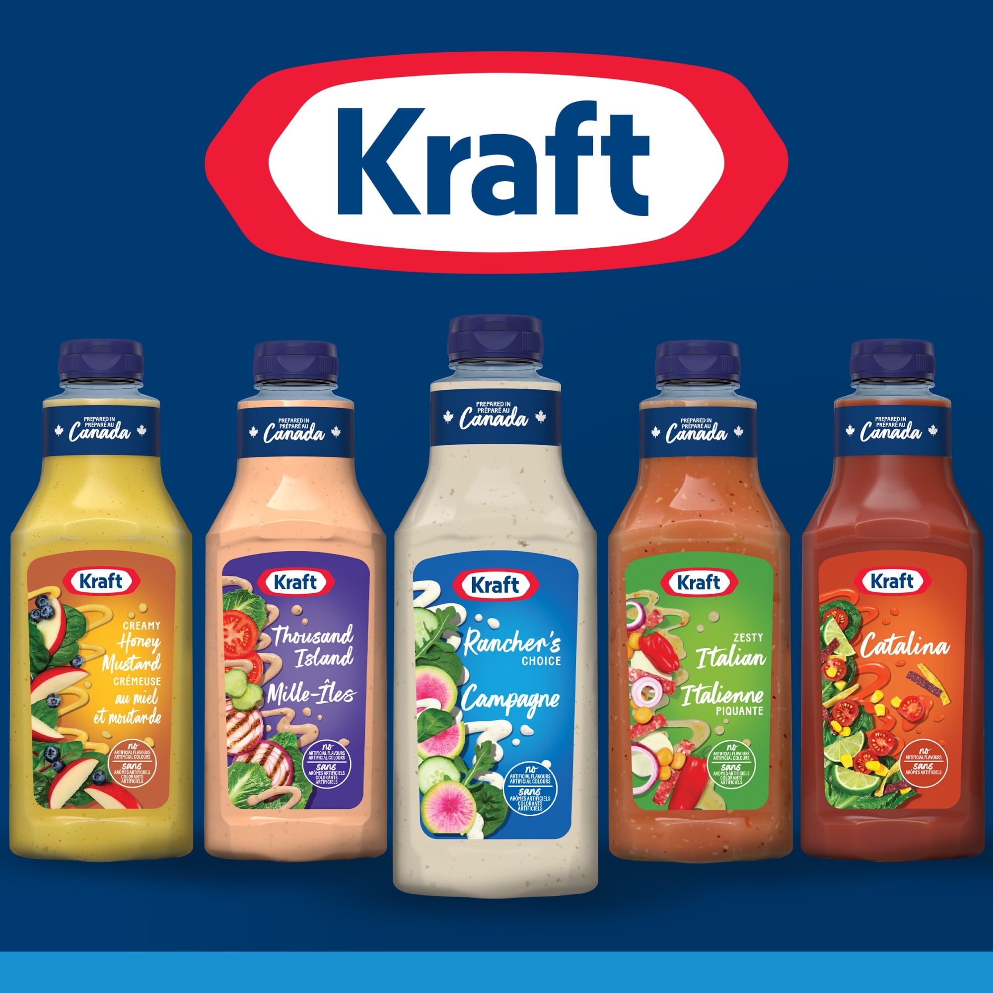 Different flavors of Kraft Dressings