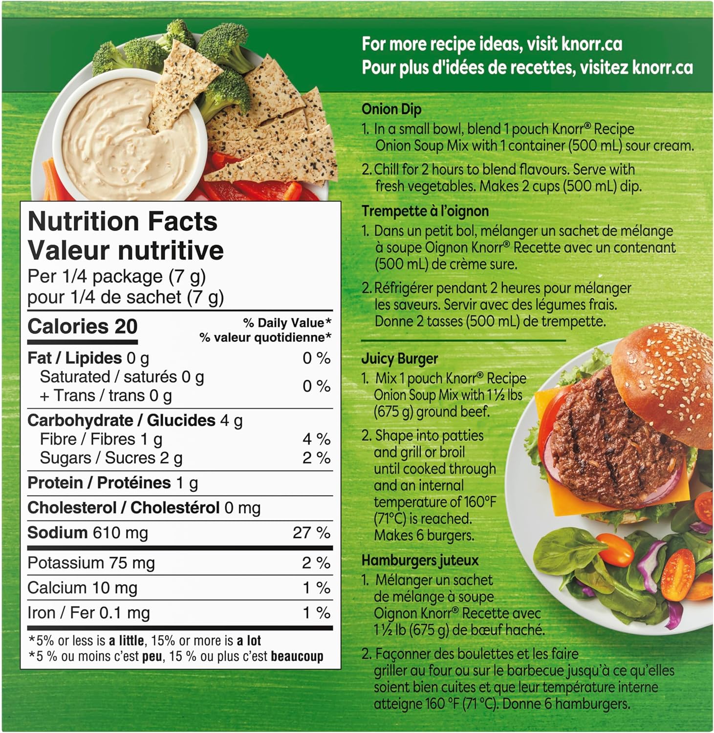 Knorr Recipe Onion Soup Mix 2 Pouches-56g/2oz. - Back Of Box