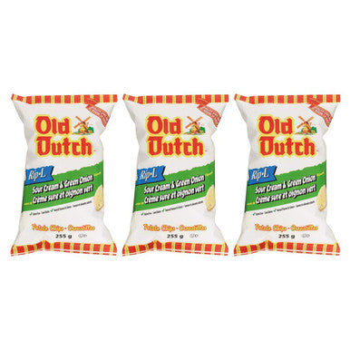 Old Dutch Rip-L Sour Cream & Green Onion Gluten Free Potato Chips 255g/8.9oz, 3-Pack {Imported From Canada}