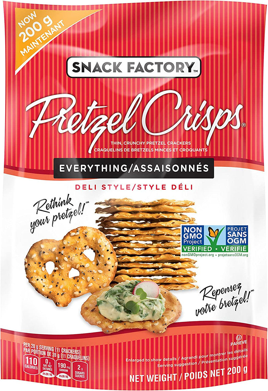 Snack Factory Deli Style Everything Pretzel Crisps, 200g/7 oz., {Imported from Canada}
