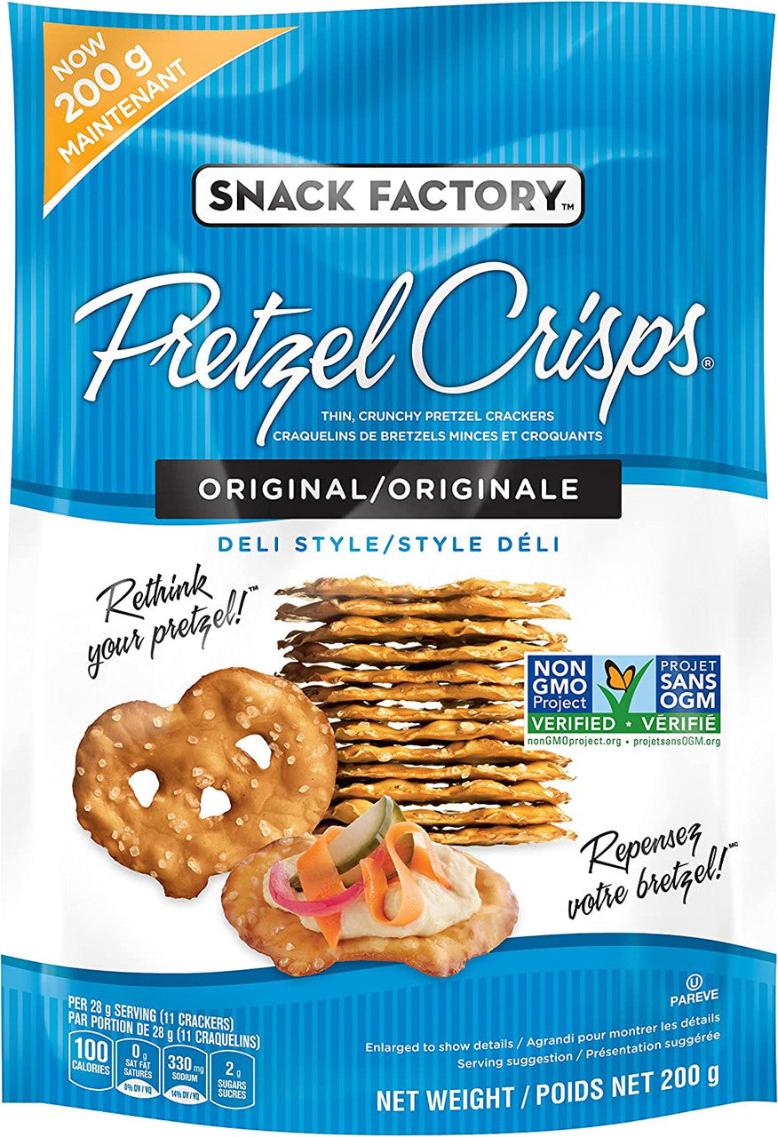 Snack Factory Original Deli Style Pretzel Crisps, 200g/7 oz., {Imported from Canada}