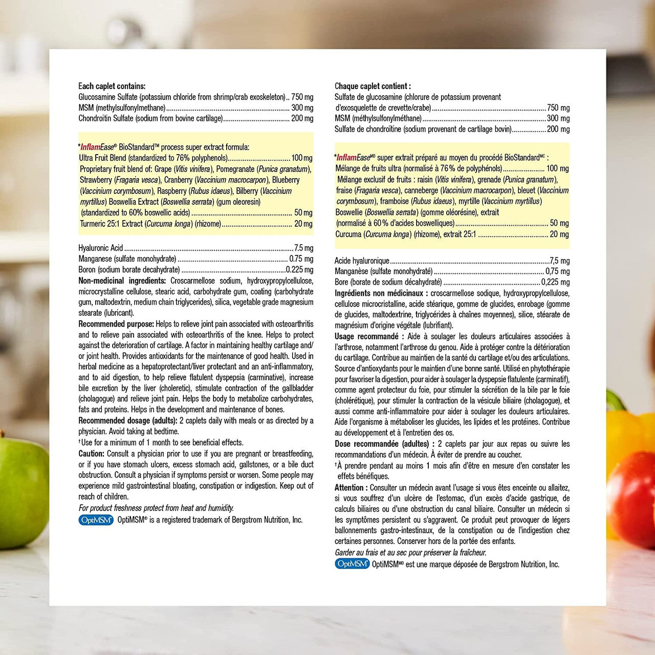 Ingredients list of Webber Naturals Osteo Joint Ease Formula caplets With InflamEase, 80 Caplets