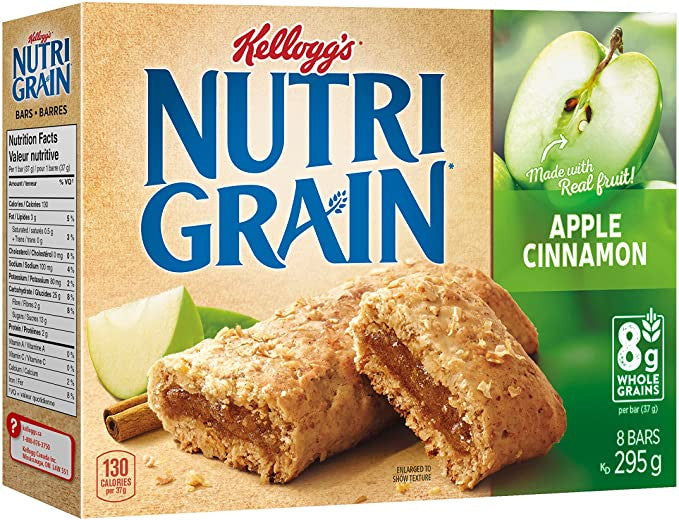 Kellogg's Nutri Grain Cereal Bars Apple Cinnamon, 8 Bars, 295g/10.4 oz., {Imported from Canada}