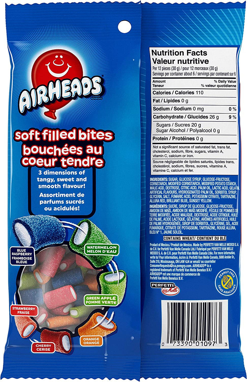 Airheads Candy Soft Filled Bites, Assorted Flavors, 170g/5.9 oz. Bag {Imported from Canada}