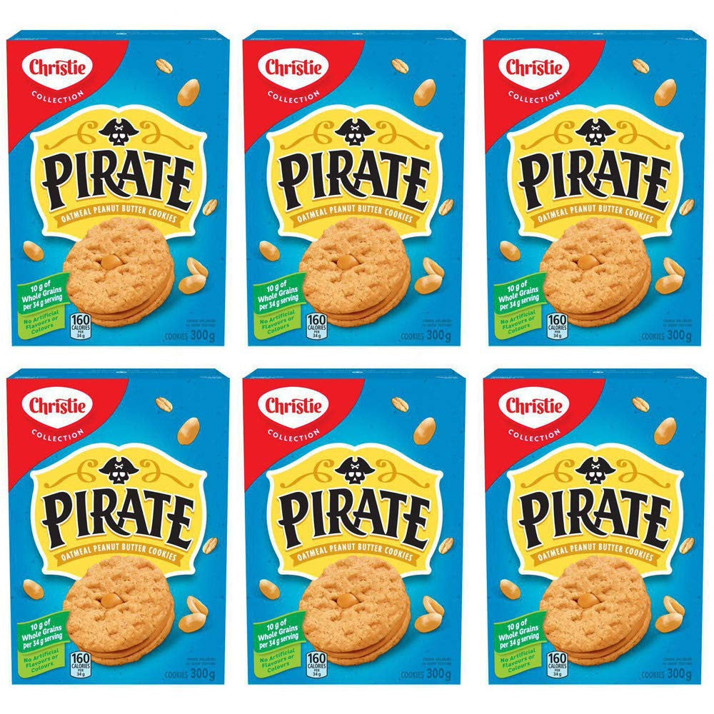 Christie Pirate Oatmeal Peanut Butter Cookies 300g/10.6oz, 6-Pack {Imported from Canada}