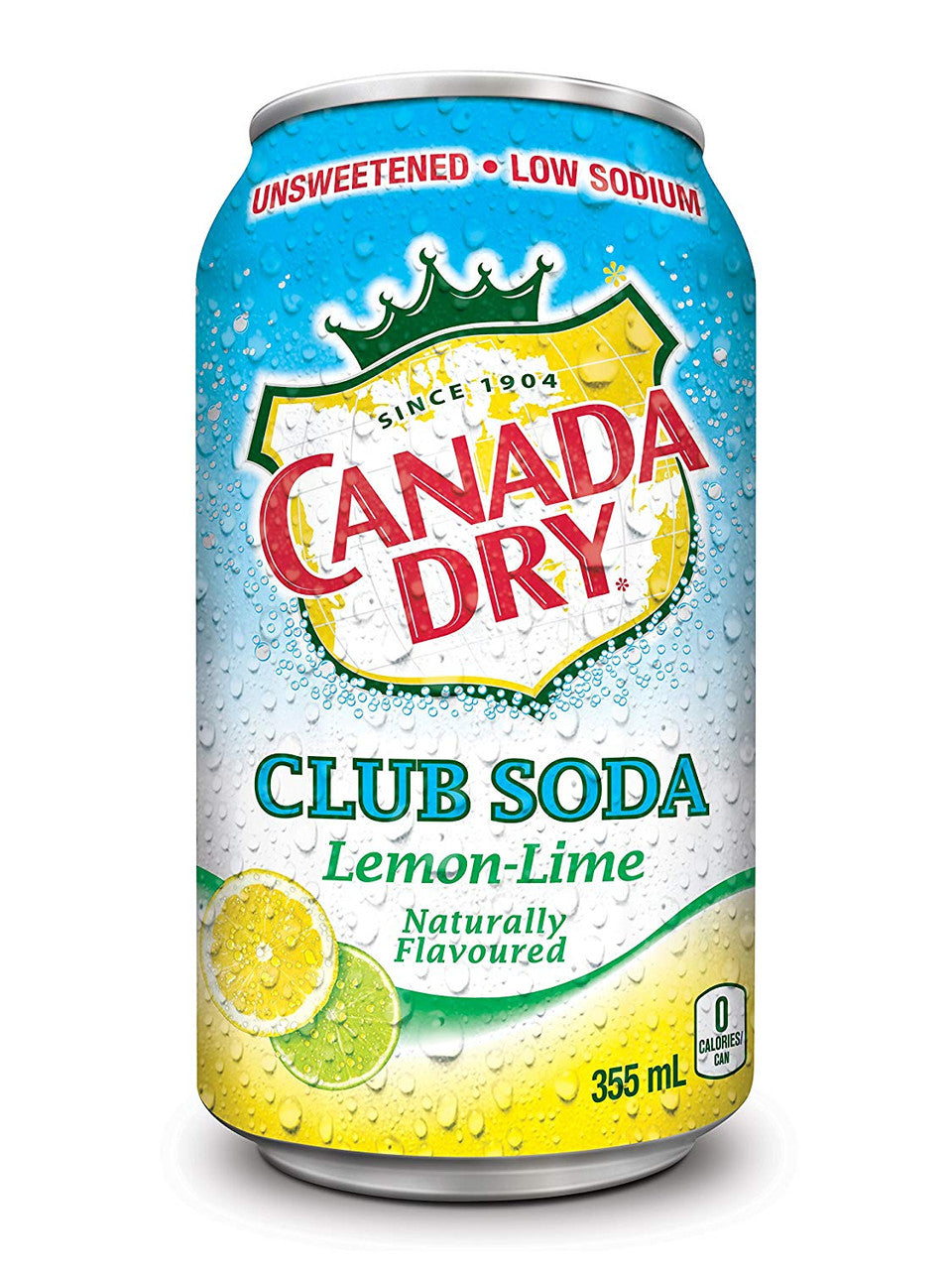 Canada Dry Club Soda Lemon Lime, 355 mL cans, 12ct, (Imported from Canada)
