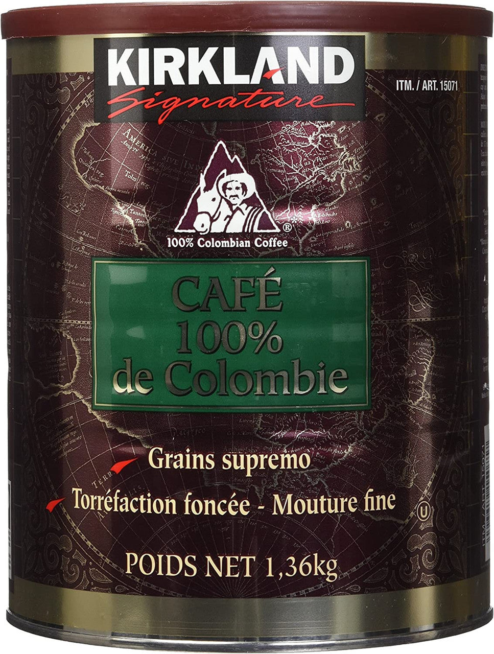 Kirkland 100% Colombian Supremo Dark Roast-Fine Grind Coffee 3lb. Can