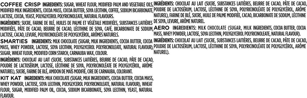 Nestle Mini Assorted Chocolates, Coffee Crisp, Kit Kat, Smarties, Aero, 50ct, Halloween Box, 505g/1.1 lbs. {Imported from Canada}