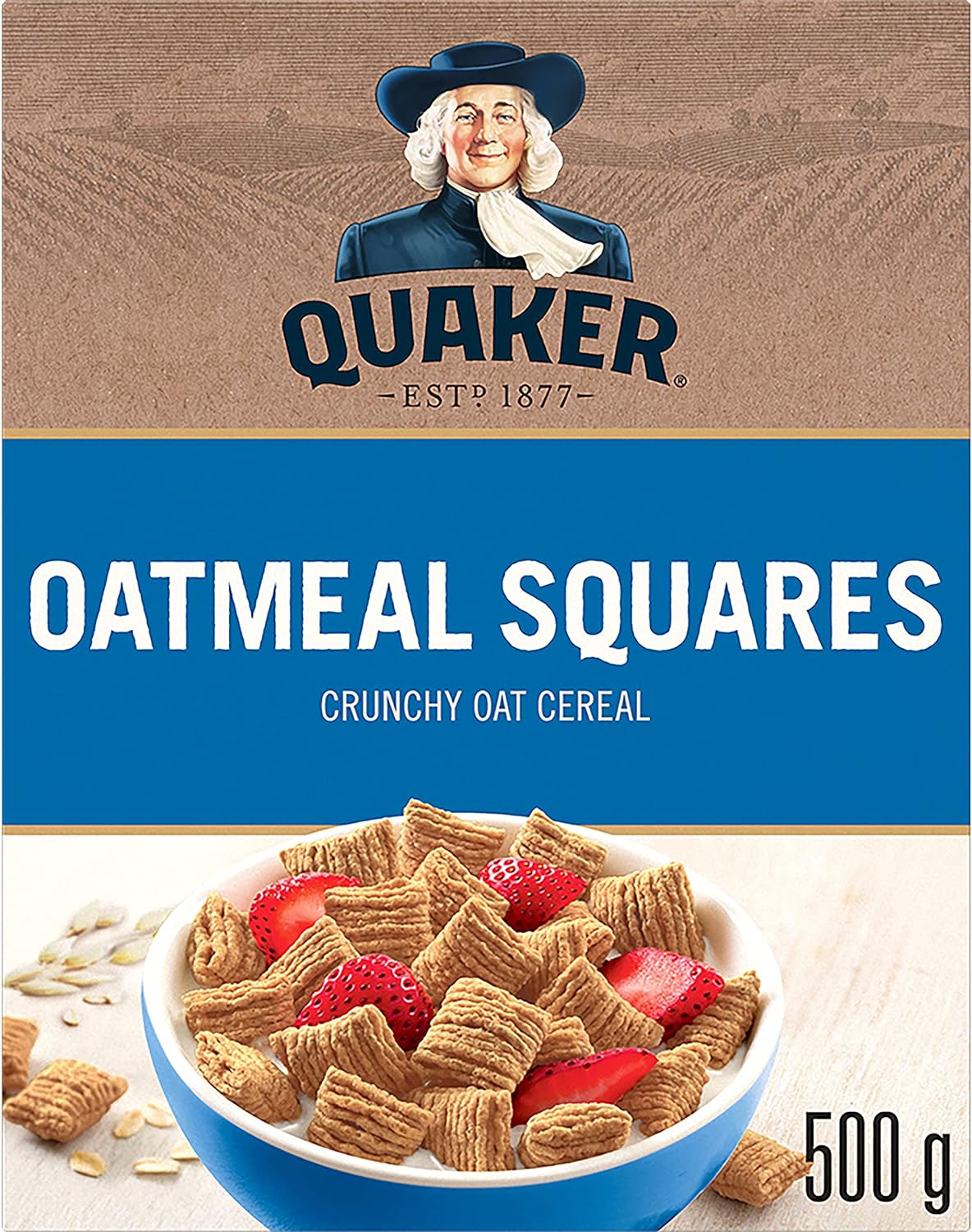 Quaker, Oatmeal Squares, Crunchy Oat Cereal, 500g/17.5 oz. 12 Boxes {Imported from Canada}