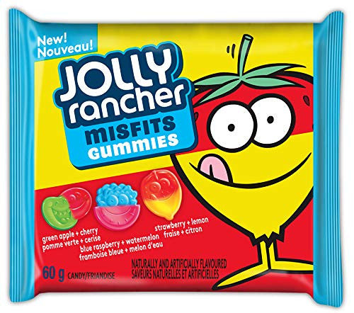 Jolly Rancher Misfits Gummies Candy, 60g/2.1oz. Per Pack, (18 Pack) {Imported from Canada}