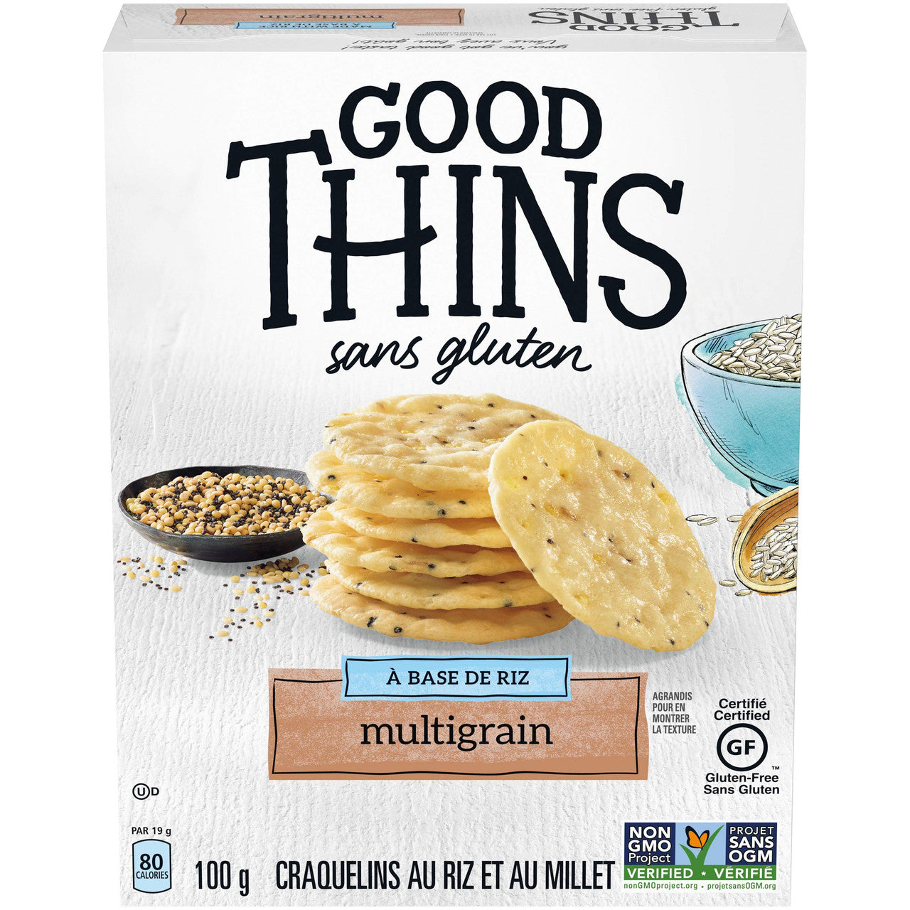 Good Thins Rice Thins Multigrain Saltines, 100g/3.5oz, (Imported from Canada)