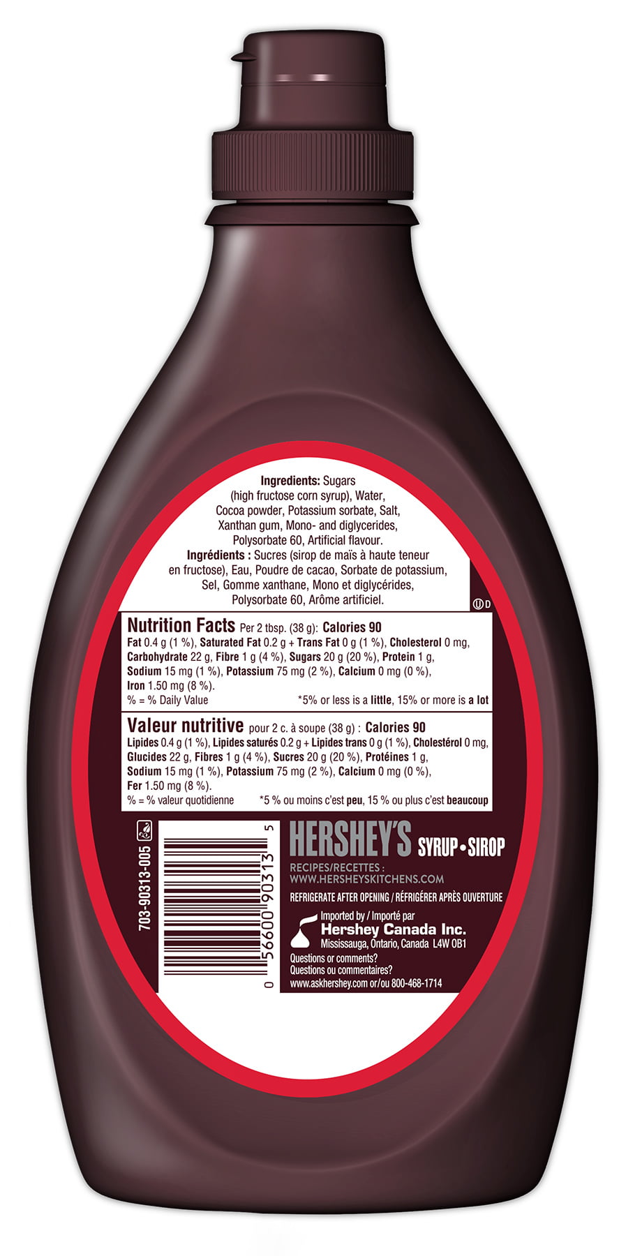 Hershey's Syrup Genuine Chocolate Flavor, 523mL/18 fl. oz