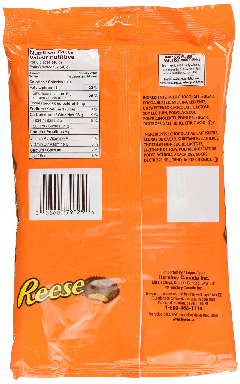 REESE Peanut Butter Cup, Milk Chocolate, 184g/6.5oz, 4 individual bars, {Imported from Canada}