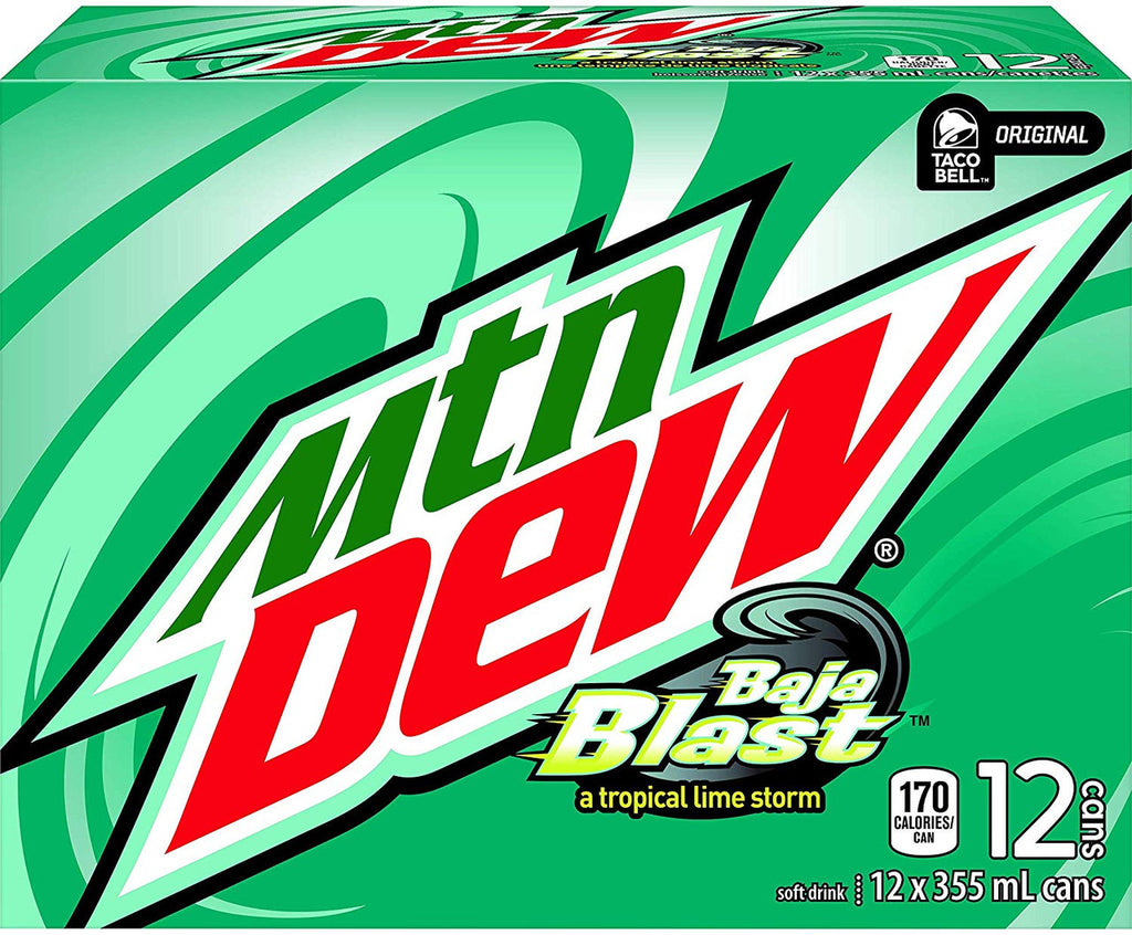 Mountain Dew Baja Blast Soft Drink, 355ml/12 oz., (12pk) {Imported from Canada}