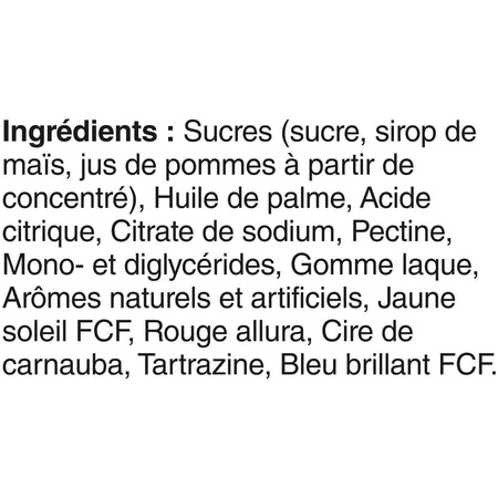 List of ingredients for STARBURST MINIS Original Unwrapped Candy - 170g on a white background