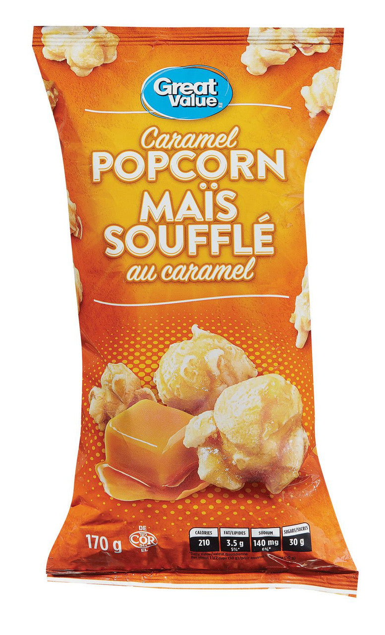 Great Value Caramel Popcorn, 170g/ 6 oz., Bag, {Imported from Canada}