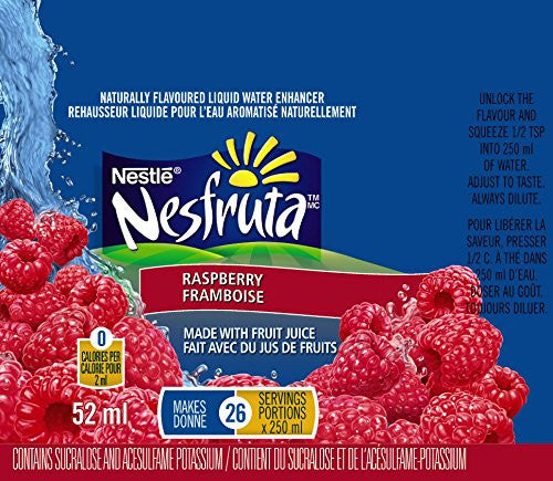 Nesfruta Liquid Water Enhancer, Raspberry Flavour, 52ml bottle (12ct.) (Imported from Canada)