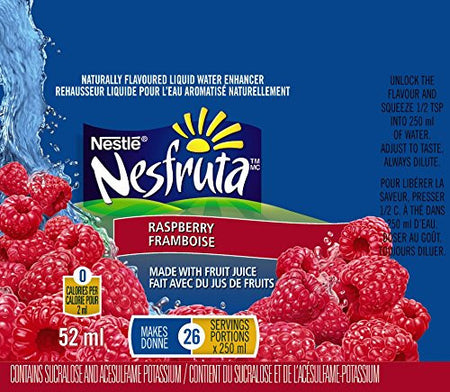 Nesfruta Liquid Water Enhancer, Raspberry Flavour, 52ml bottle (12ct.) (Imported from Canada)