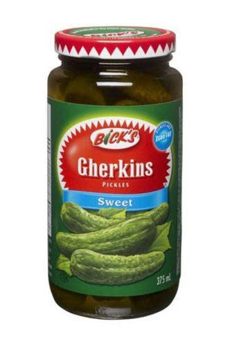 Bicks Jar of Sweet Pickles Gherkins, 375ml/12.7 fl.oz., {Imported from Canada}