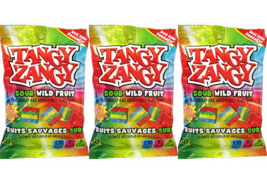 Tangy Zangy Sour Squares Wild Fruit Candies 127g/4.5oz.,(3 pack) (Imported from Canada)