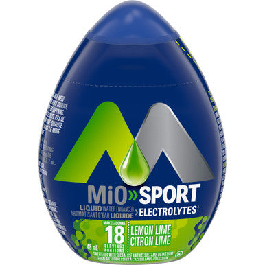 MiO Sport Lemon-Lime Electrolyte Liquid Water Enhancer, 48mL/1.6 fl. oz., (12 pack) {Imported from Canada}