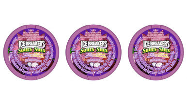 Ice Breakers Sours, Mints, Strawberry, Berry Splash, Cherry, 6ct, (Pack of 3) {Imported from Canada}