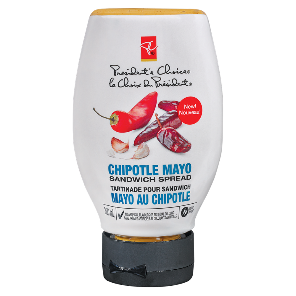 President's Choice, Chipotle Mayonnaise, 300ml/10.1 fl. oz., Bottle, {Imported from Canada}