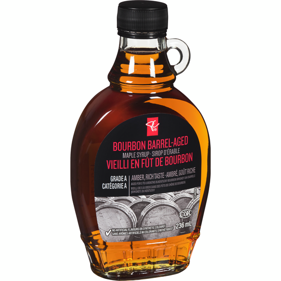 President's Choice Black Label Bourbon Barrel Aged Maple Syrup Amber, 236ml/8 fl. oz., {Imported from Canada}