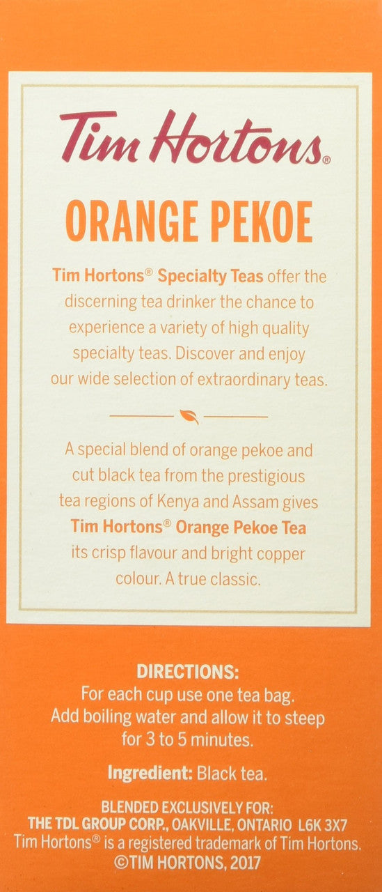 Tim Hortons Orange Pekoe Tea, 72 bags, 180g, 6.35oz {Imported from Canada}