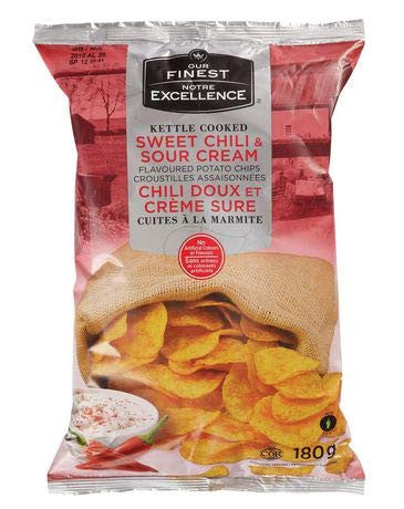 Our Finest Kettle Cooked Sweet Chili & Sour Cream Potato Chips, 180g/6.34oz, {Imported from Canada}