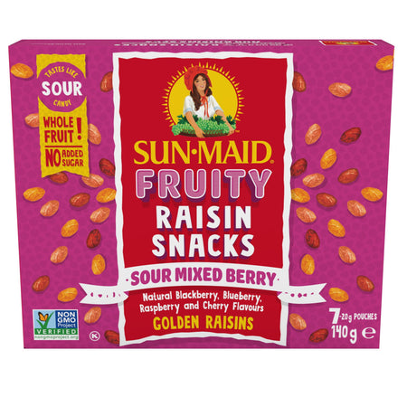 Sun-Maid Fruity Raisin Snacks, Sour Mixed Berry, 140g/5 oz. Box {Imported from Canada}