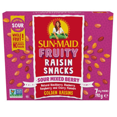 Sun-Maid Fruity Raisin Snacks, Sour Mixed Berry, 140g/5 oz. Box {Imported from Canada}