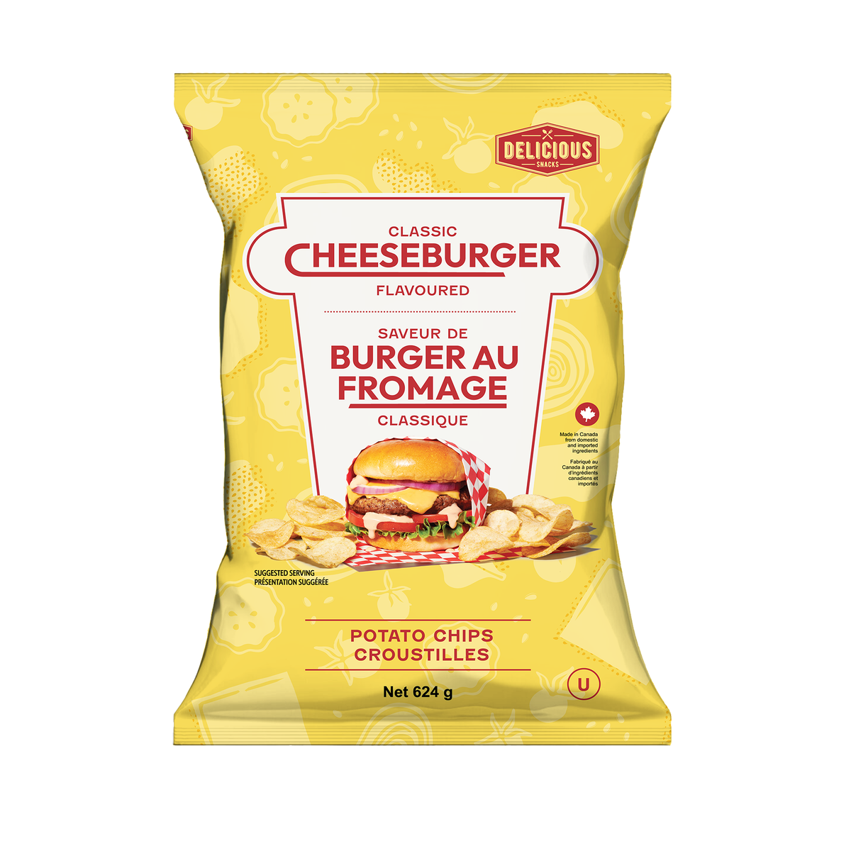 Shearers Cheeseburger Potato Chips, 624g/1.4 lb., front of bag