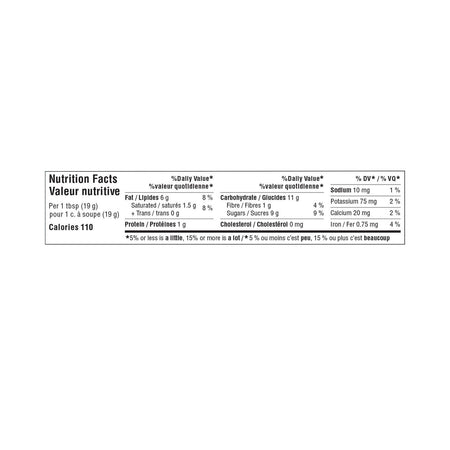 Great Value Hazelnut Spread with Cocoa, 375g/13.2 oz - Nutrition facts label on a white background