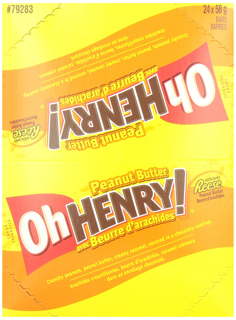 OH HENRY! Chocolate Candy Bars with Peanut Butter, 24pk 58g/2 oz {Imported from Canada}