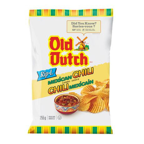 Old Dutch Mexican Chili Rip-L Chips 255g/9 oz., {Imported from Canada}