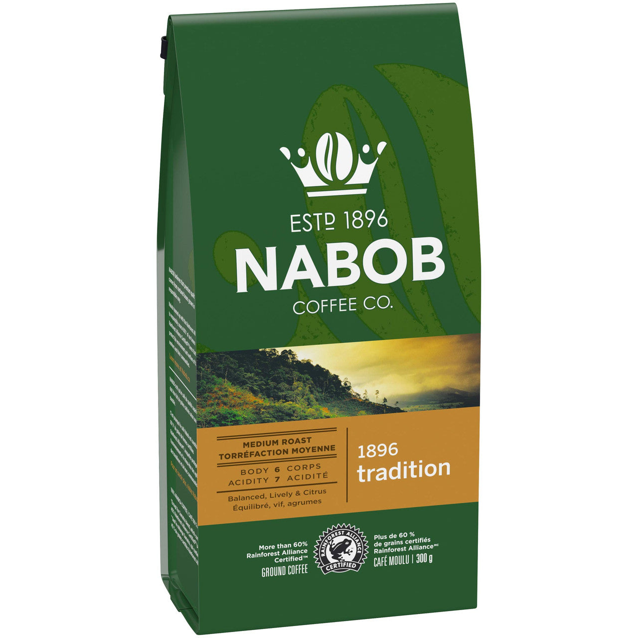 Nabob 1896 Tradition Ground Coffee, 300g/10.6 oz. (Pack of 6) {Imported from Canada}