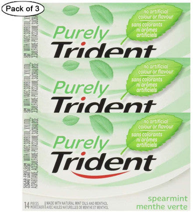 Purely Trident Spearmint Chewing Gum, 12ct x 14pcs, (Pack of 3) {Imported from Canada}