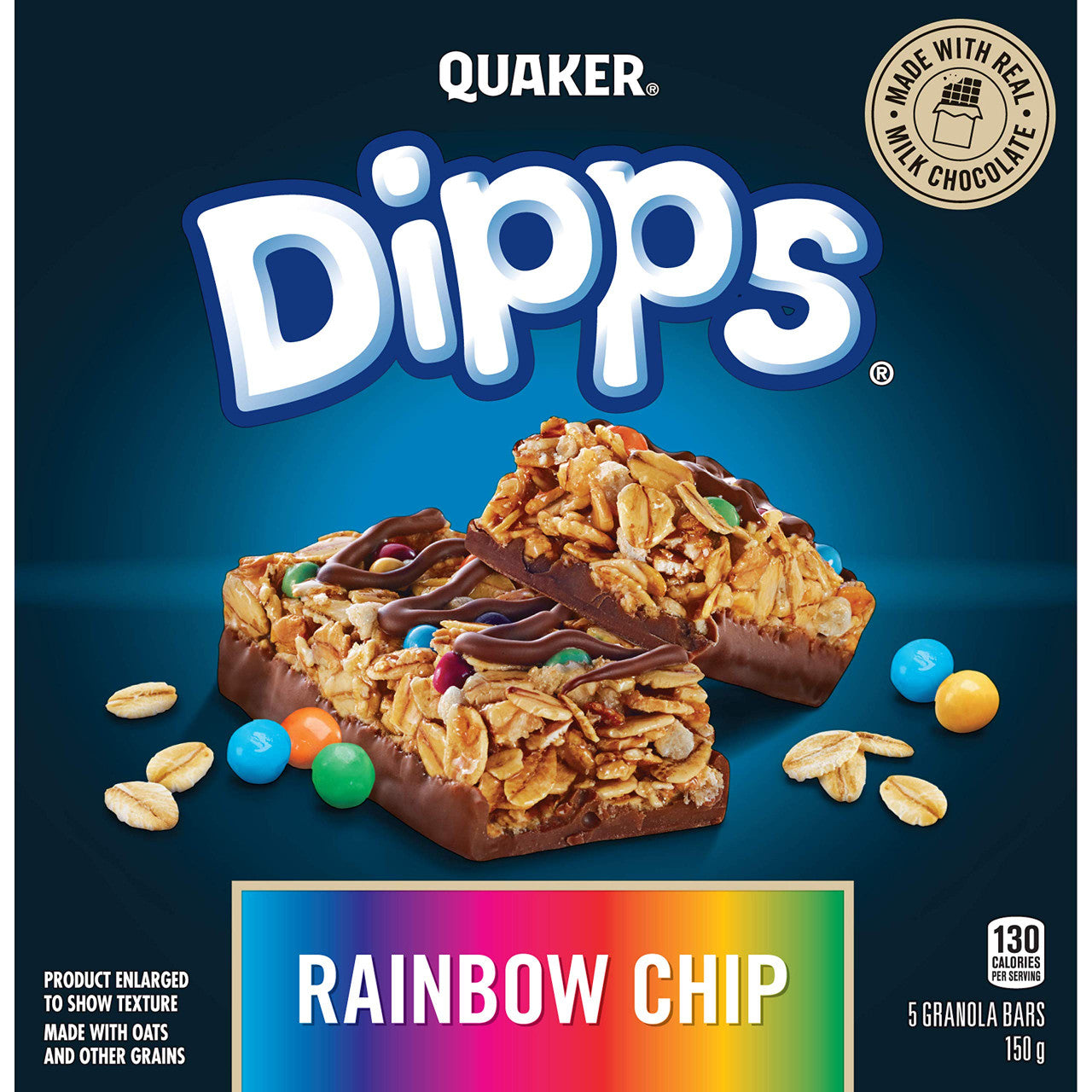 Quaker Dipps Rainbow Chips, 5 Bar Pack (Pack of 12) {Imported from Canada}