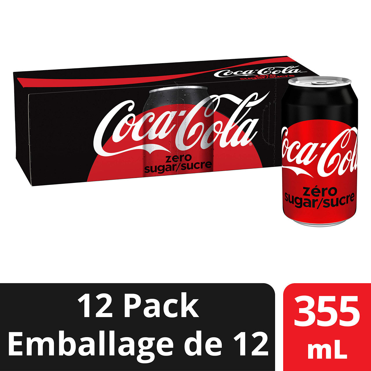 Coca-Cola Zero Sugar, 355mL cans, 12ct, Imported from Canada
