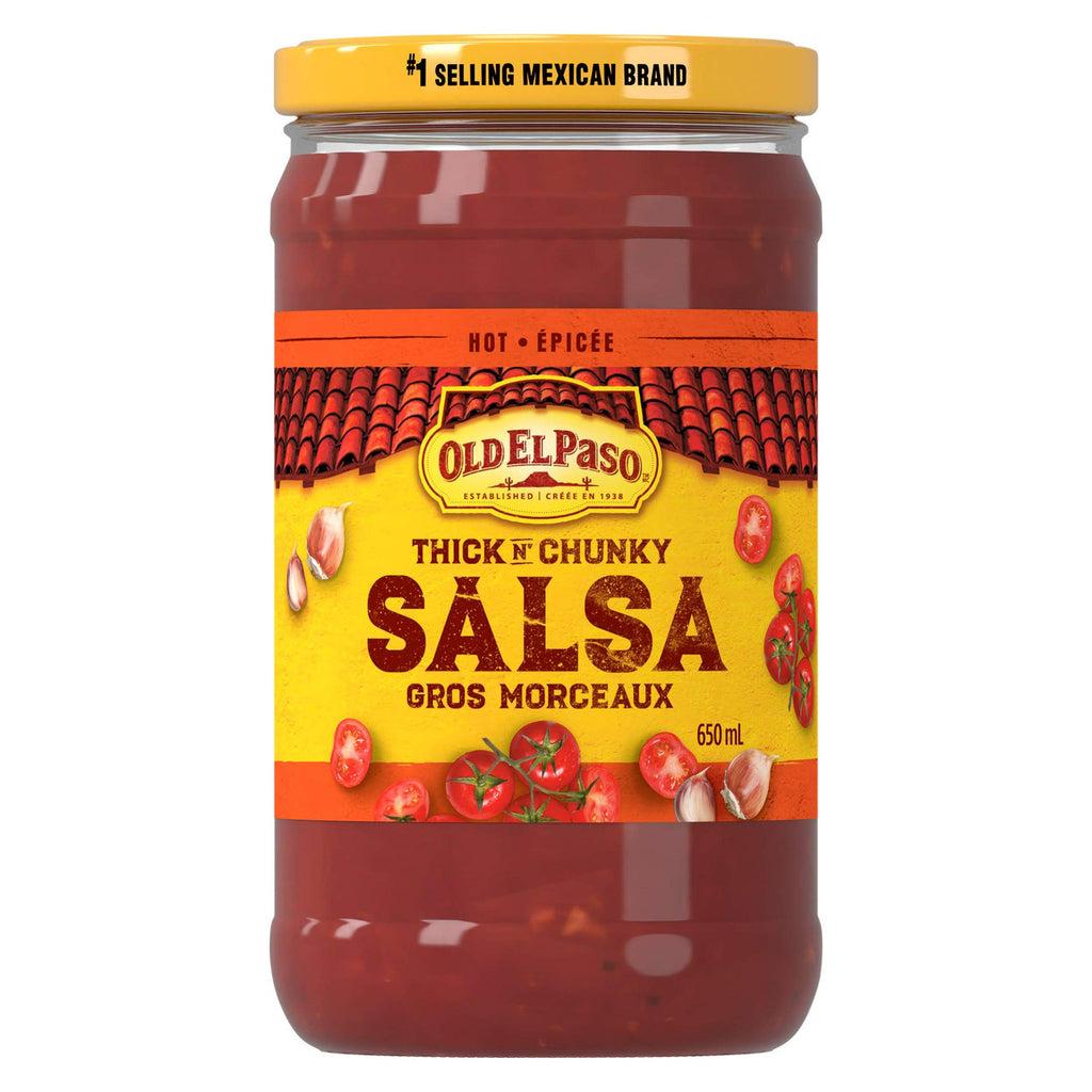 Old El Paso Thick 'n Chunky Hot Salsa, 650ml/22 oz., {Imported from Canada}